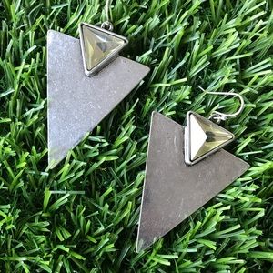 Large Silver Jenny Bird Triangular Earrings